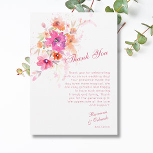 Carte de remerciement aux pivoines sauvages pastel