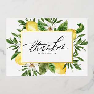 Carte de remerciement avec cadre de fleurs de citr