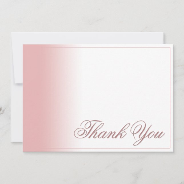 Carte de remerciement avec dégradé rose, écriture  (Devant)