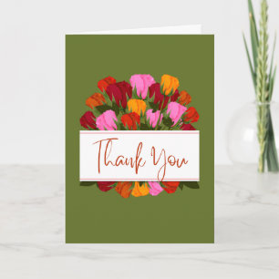 Carte de remerciement avec des tulipes et un fond