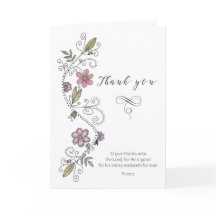 Carte de remerciement avec Écriture Sainte Fleur T
