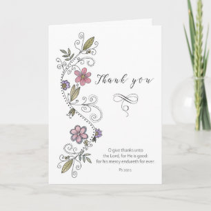 Carte de remerciement avec Écriture Sainte Fleur T