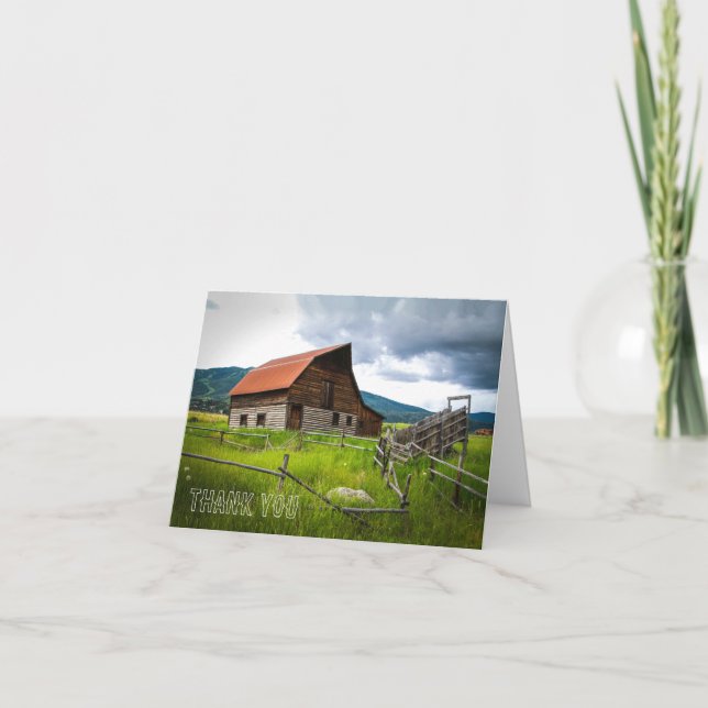 Carte de remerciement avec image de grange (Devant)