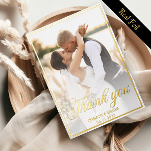 Carte de remerciement avec photo de mariage écritu
