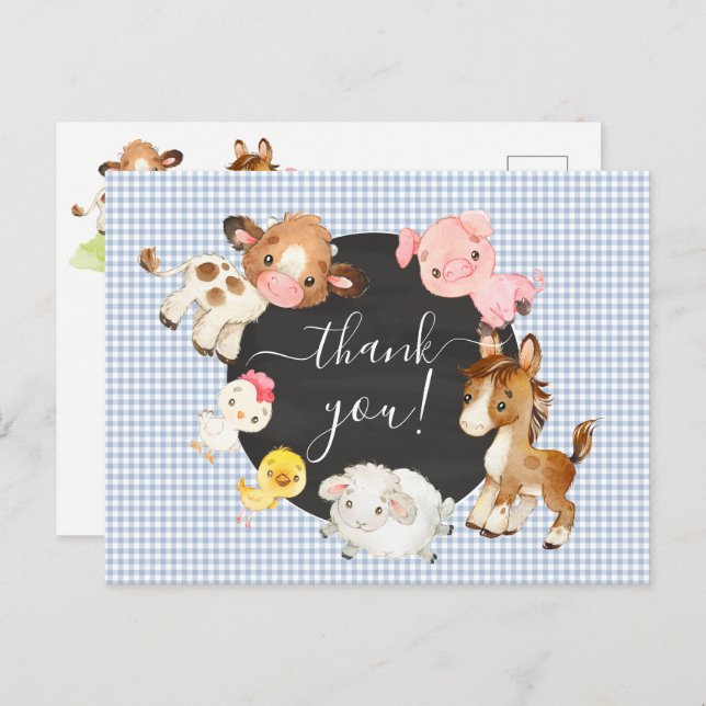 Carte de remerciement Baby Shower Animaux de la Fe (Devant / Derrière)