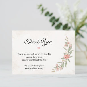 Carte de remerciement Baby Shower Lapin floral