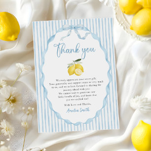 Carte de remerciement Baby Shower Thèmes Citron Bl