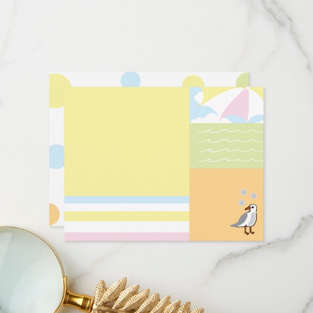 Carte de remerciement Balle de plage bébé (Devant/Arrière en situation)