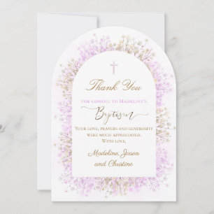 carte de remerciement baptême fleurs de lilas blan