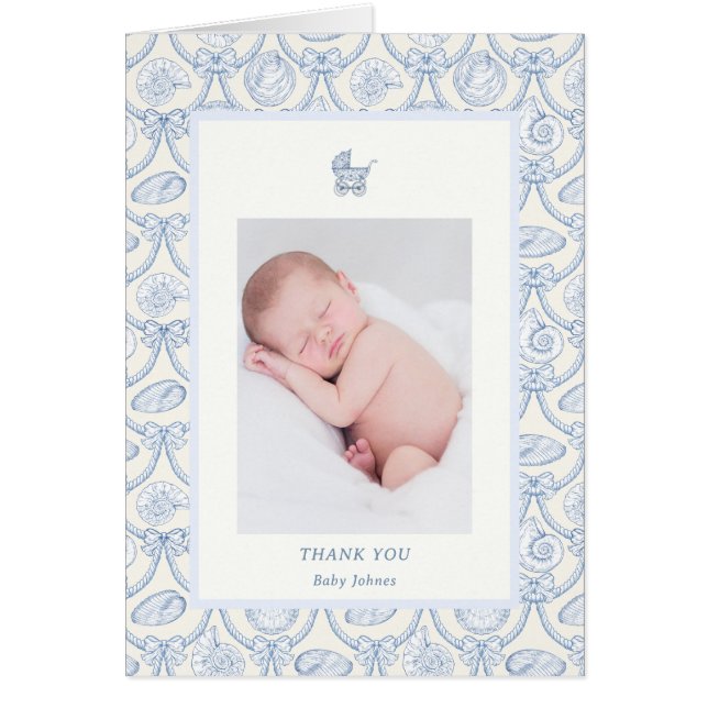 Carte de remerciement bébé côtier prépa coquette (Devant)