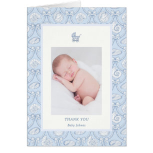 Carte de remerciement bébé côtier preppy Couquette