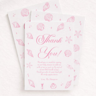 Carte de remerciement bébé fille rose pour Baby Sh