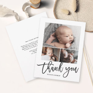 Carte de remerciement bébé manuscrite budget 3 pho