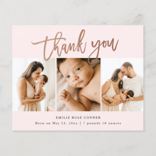 Carte de remerciement bébé photo de budget 3 Scrip