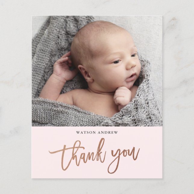 Carte de remerciement bébé photo de style moderne (Devant)