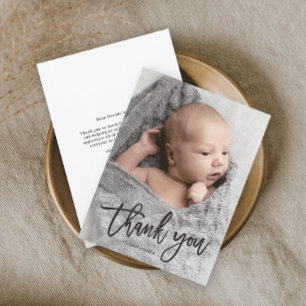 Carte de remerciement bébé photo manuscrite bon ma