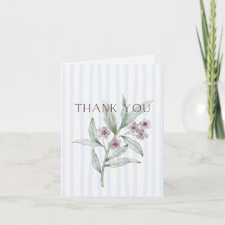 Carte de remerciement - Bleu clair avec des fleurs