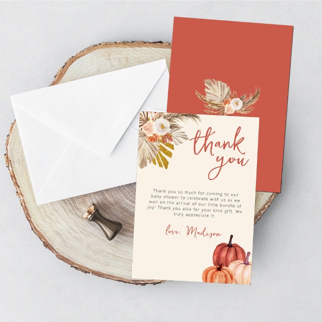 Carte de remerciement Boho Pumpkin Fall in Love wi (Créateur téléchargé)
