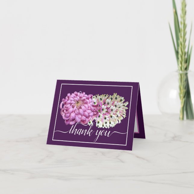 Carte de remerciement botanique à la Mère Pink et  (Devant)