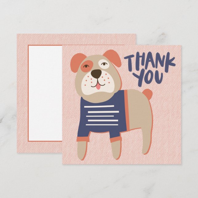 Carte de remerciement Bouledogue Français (Devant / Derrière)