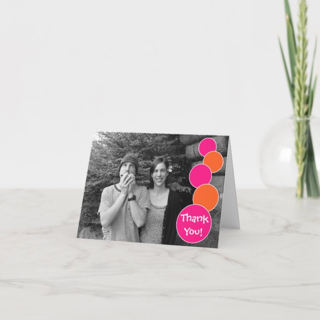 Carte de remerciement Bulles (Rose vif / Orange) (Devant)