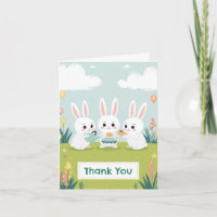 Carte de remerciement Bunny Tea Party | Jolies fil