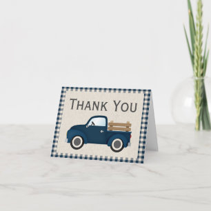 Carte de remerciement camion bleu rustique