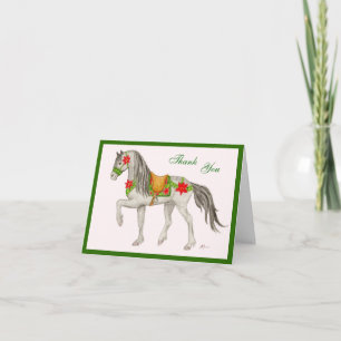 Carte de remerciement Cheval Poinsettia