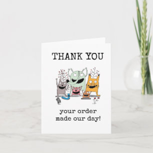 Carte de remerciement client, drôle, mignonne