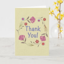 Carte de remerciement Couronne Florale Or Rose