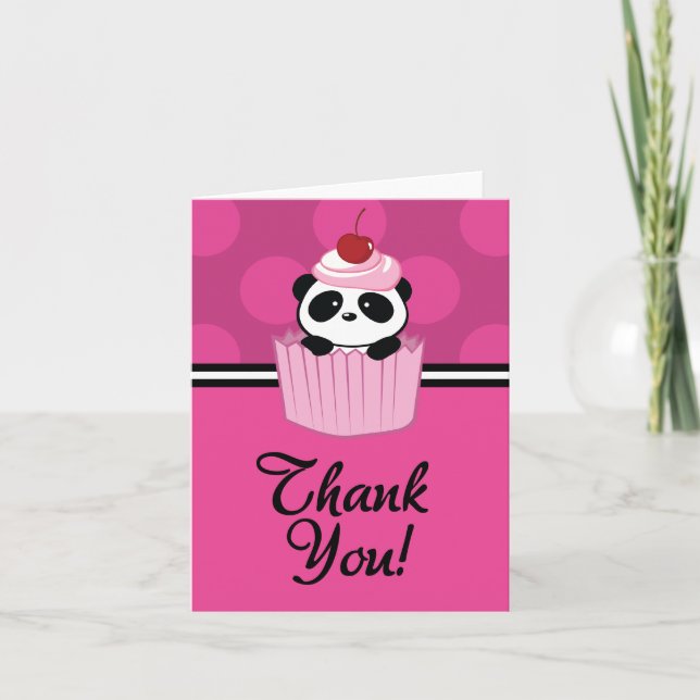 Carte de remerciement Cupcake Panda (Devant)