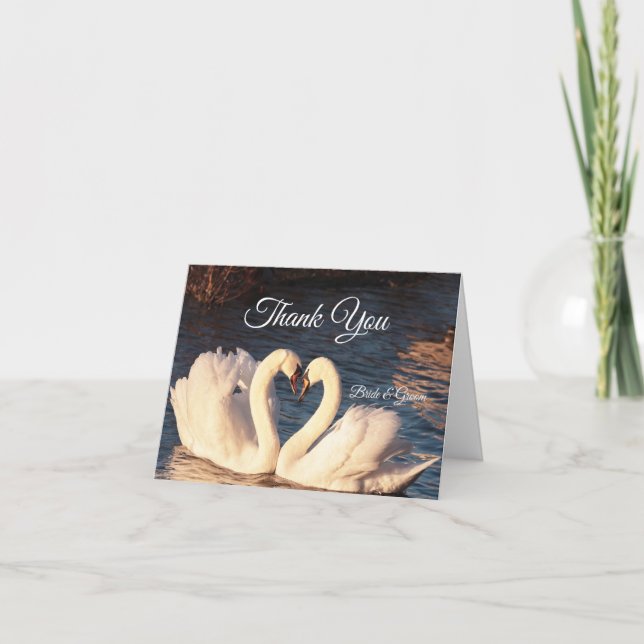 Carte de remerciement Cygnes blancs (Devant)