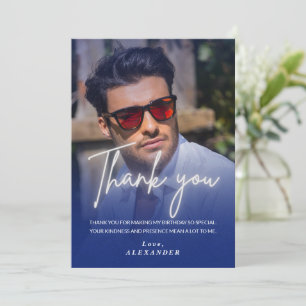 Carte de remerciement d'anniversaire avec photo dé