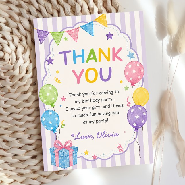 Carte de remerciement d'anniversaire colorée à ray (Créateur téléchargé)