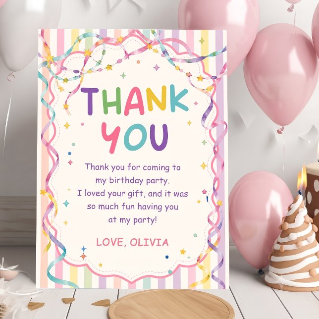 Carte de remerciement d'anniversaire colorée à ray (Créateur téléchargé)