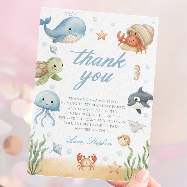 Carte de remerciement d'anniversaire d'animaux de  (Créateur téléchargé)