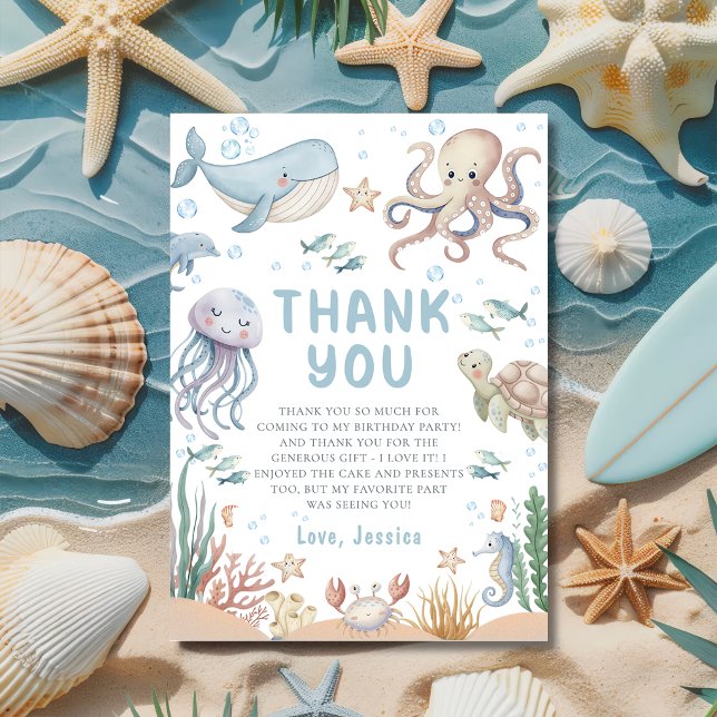 Carte de remerciement d'anniversaire d'animaux d'o (Créateur téléchargé)