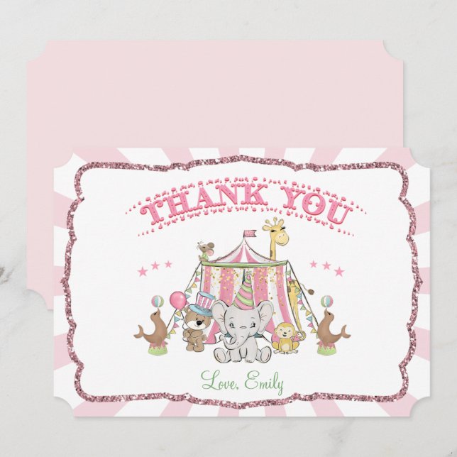 Carte de remerciement d'anniversaire de Carnaval d (Devant / Derrière)