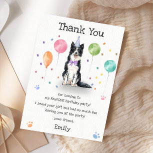 Carte de remerciement d'anniversaire de chiot Bord