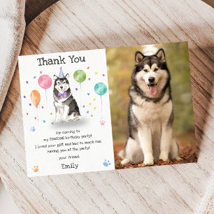 Carte de remerciement d'anniversaire de chiot Mala