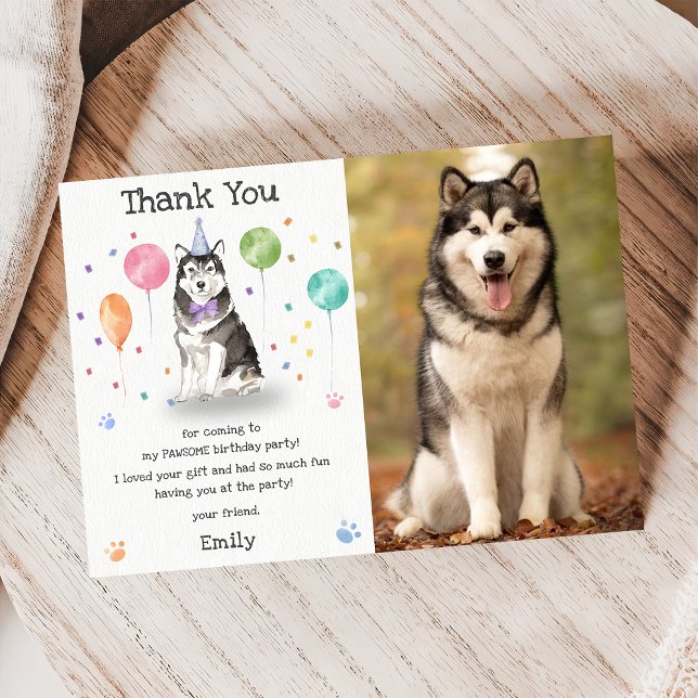 Carte de remerciement d'anniversaire de chiot Mala (Créateur téléchargé)