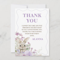 Carte de remerciement d'anniversaire de lapin aux 