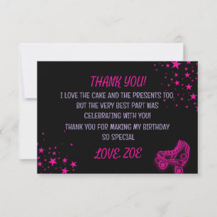 Carte de remerciement d'anniversaire de patin à ro