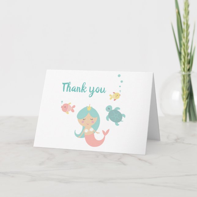 Carte de remerciement d'anniversaire de sirène (Devant)