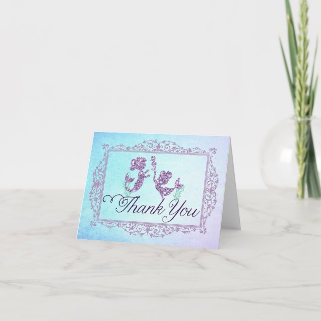 Carte de remerciement d'anniversaire de sirène (Devant)
