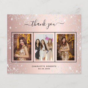 Carte de remerciement d'anniversaire en argent or 