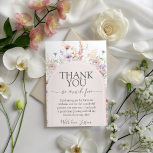 Carte de remerciement d'anniversaire Fleur sauvage