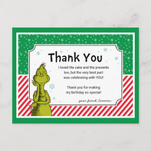 Carte de remerciement d'anniversaire Grinch flocon