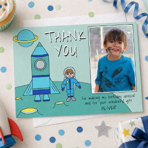 Carte de remerciement d'anniversaire photo de fusé