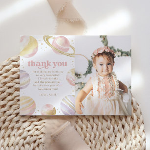 Carte de remerciement d'anniversaire Pink Gold Out